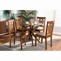 Baxton Studio Liese Modern and Contemporary Transitional Walnut Brown Finished Wood 5-Piece Dining Set