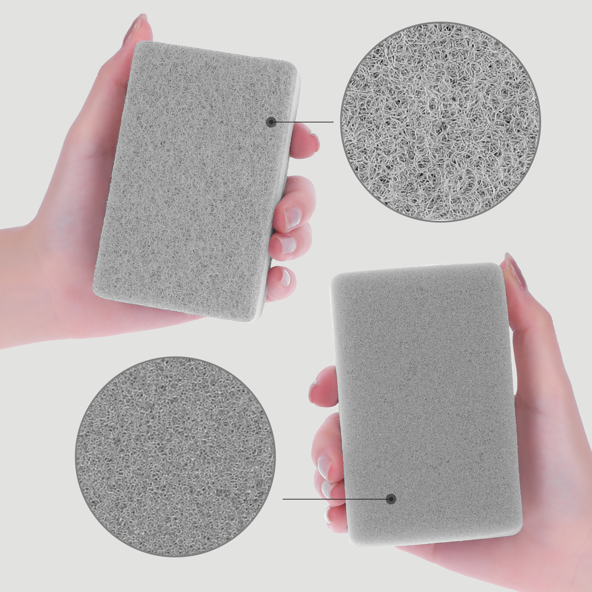 Unique Bargains 5 Pcs Non-Scratch Scrub Dish Sponges Dual Sided Cleaning Sponge Grey