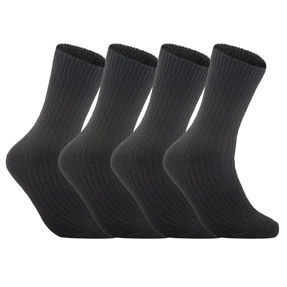 Lovely Annie Women's 4 Pairs Wool Knitted Socks One Size 6-9 (Dark Gray)