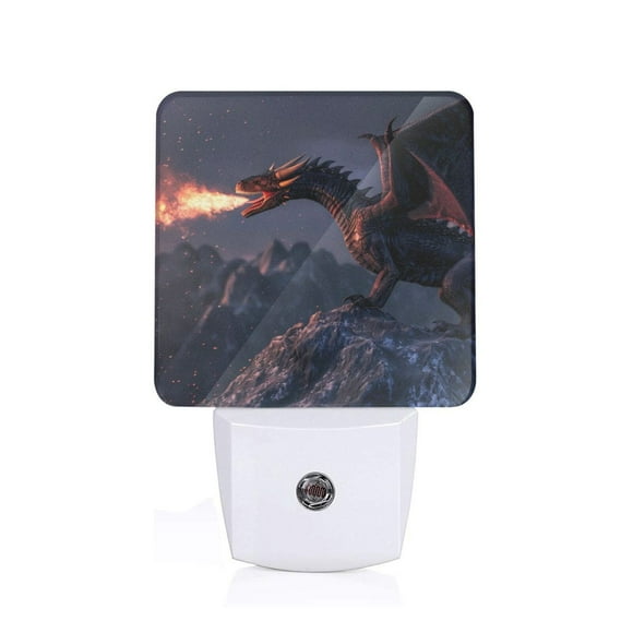 Balery Fire Breathing Dragon Twilight Luz Nocturna LED con Sensor Automático, Enchufe con Sensor Crepuscular, Luz Suave de 0.5W para Dormitorio, Pasillo, Baño-UK