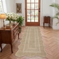 thumbnail image 2 of Nanan 2'x6' Scalloped Jute Runner Rug Natural Solid Rug, Farmhouse Washable Rug Non-Slip Indoor Carpet for Hallway Bedroom Kitchen, Linen, 2 of 8