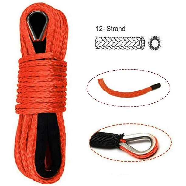 Synthetic Winch Rope - 5/16 x 50' Nylon Synthetic Winch Cable 8300LBS +  sheathed Synthetic Winch for Winch ATV UTV SUV 