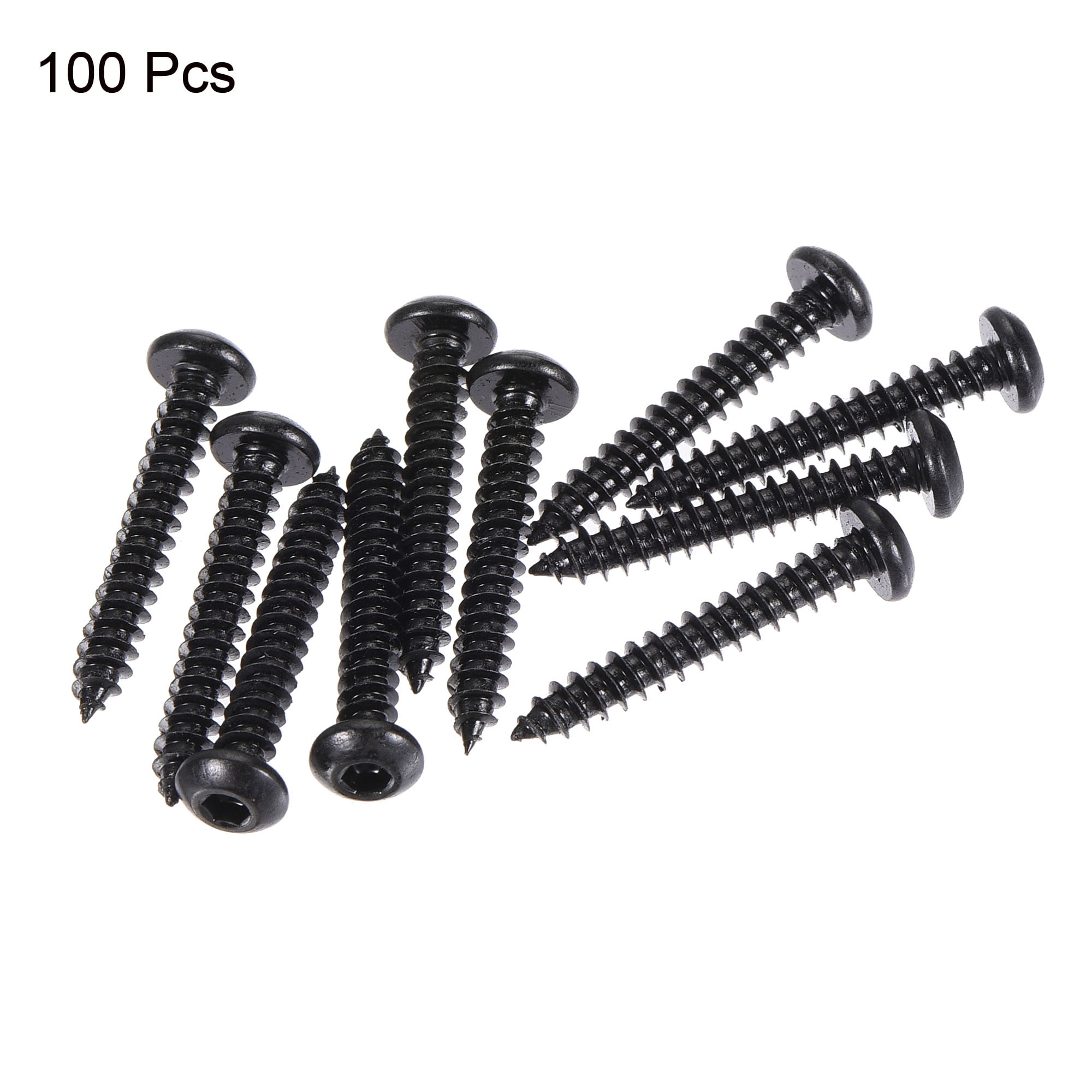 Unique Bargains Hex Socket Self Tapping Screws Made of Carbon Steel Black M3 x 20mm
