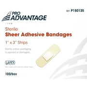Pro Advantage Sterile Sheer Adhesive Bandages 1" x 3" Strips 100/box