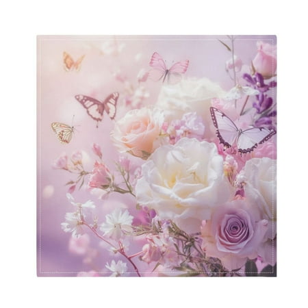 

WOBOGO Butterfly Garden Cloth Napkins 4 Pieces Soft Elegant Touch Durable Absorbent Quick Drying for Elegant Dining