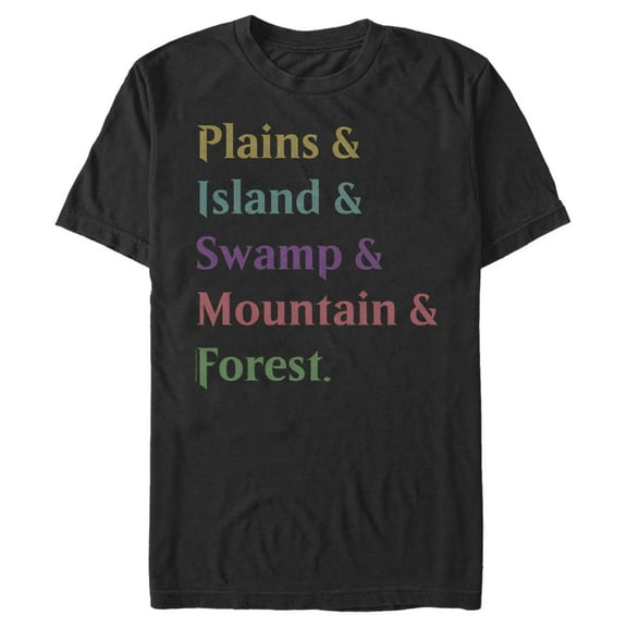 Men's Magic: The Gathering Land Card Names  Graphic Tee Black Small