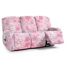 Xoenoiee Cherry Blossom Print Stretch Recliner Slipcovers Printed Sofa Cover 8-Piece Lazy Boy Chair Covers Furniture Protector Recliner Chair Cover with Storage Pocket for Living Room