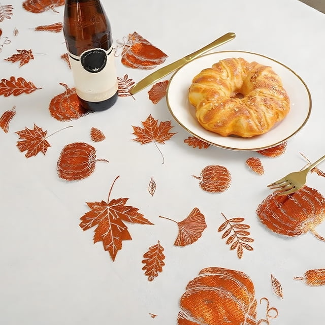 Tablecloth, Halloween Table Runner Thanksgiving Pumpkin Hot Color Orange Leaves Table Decoration Tablecloth
