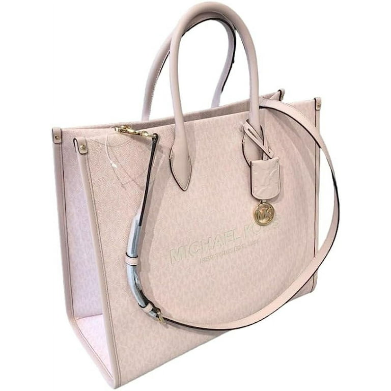 Michael Kors Mirella Small Powder Blush Canvas Shopper Crossbody Handbag  Purse