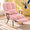 Pink, variant on Pinmoco Rocking Chair Nursery, Teddy Fabric Glider Rocker with Retractable Footrest and Lumbar Pillow, Upholstered Nursery Rocking Chair for Living Room Bedroom, Beige