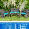 thumbnail image 3 of Gymax 4PCS Patio Outdoor Rattan Conversation Furniture Set w/ Turquoise Cushion, 3 of 10