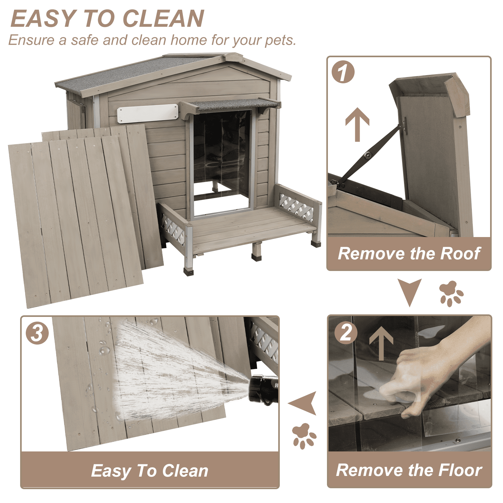 Gowoodhut 41" L Outdoor Dog House with Porch, Wooden Dog Kennel with Asphalt Roof