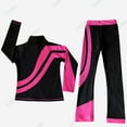 thumbnail image 3 of LIUHUO Custom Ice Skating Training Suit Set Girls Women Polyester Black with Pink Curvilinear Lines Rhinestone Decoration, 3 of 6