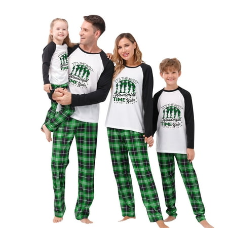 

goowrom Matching Family Christmas Holiday PJs for Women/Men/Kids/Couples Letter Printed Loungewear Sleepwear