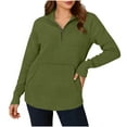thumbnail image 5 of Weiqiqre Tops for Women Trendy Loose Half Zip Drawstring Pullover Sweatshirt Top Casual Long Sleeve Side Slit Knit Hoodie, 5 of 10
