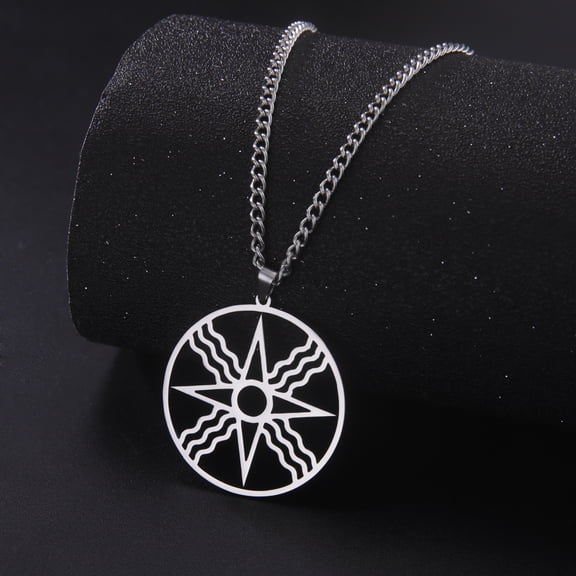 EUEAVAN Silver Cross Star Wave Pendant Necklace Stainless Steel Imbolc Jewelry
