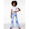 thumbnail image 4 of 5-6Y Girls Colored Flared Pants Digital Print Trousers Slim-Fit Wide Leg Flare for Spring Summer Autumn, 4 of 6