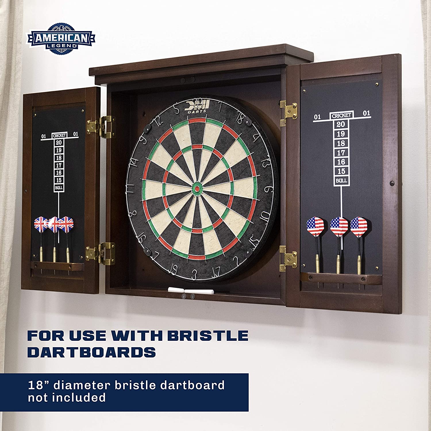 American Legend Chelsea Dartboard Cabinet with Espresso Finish - Dartboard Not Included
