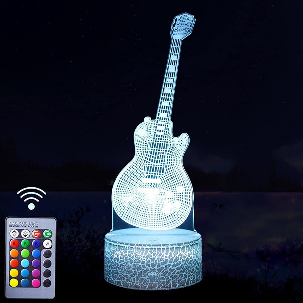 Christmas Birthday Xmas Gift 3D Guitar Illusion Lamp Night Light 16 Colours 