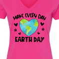 thumbnail image 4 of Inktastic Make Every Day Earth Day with Hearts and Stars Women's V-Neck T-Shirt, 4 of 5
