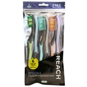 Reach Essentials Manual Toothbrush with Caps, 6 Count