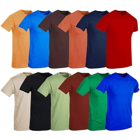 SOCKS'NBULK Mens Cotton Crew Neck Short Sleeve T-Shirts Mix Colors Bulk (12 Pack Mix Short Sleeve, X-Large)