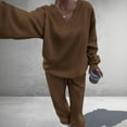 thumbnail image 5 of Wutalume Women's Fashionable Long Sleeve Casual 2-Piece Set, Loose Sweatshirt and Wide Leg Joggers, Sporty Loungewear Outfit,Brown L, 5 of 7