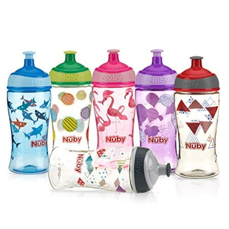 

Nuby Printed Kids Pop Up Sipper Water Bottle Colors May Vary 1 Pack 12 Oz Multi