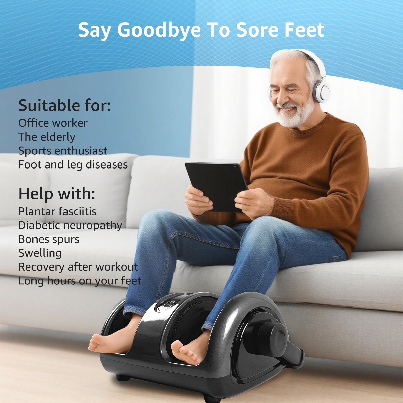 EVGTTI Shiatsu Foot Massager with Control, Deep Kneading, Rolling, and Heat Therapy for Feet, Ankles, Calves, and Legs,Best For Parents
