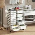 thumbnail image 4 of Costway 15-Drawer Trolley with Chrome Plated Metal Frame & Lockable Universal Wheels White, 4 of 10