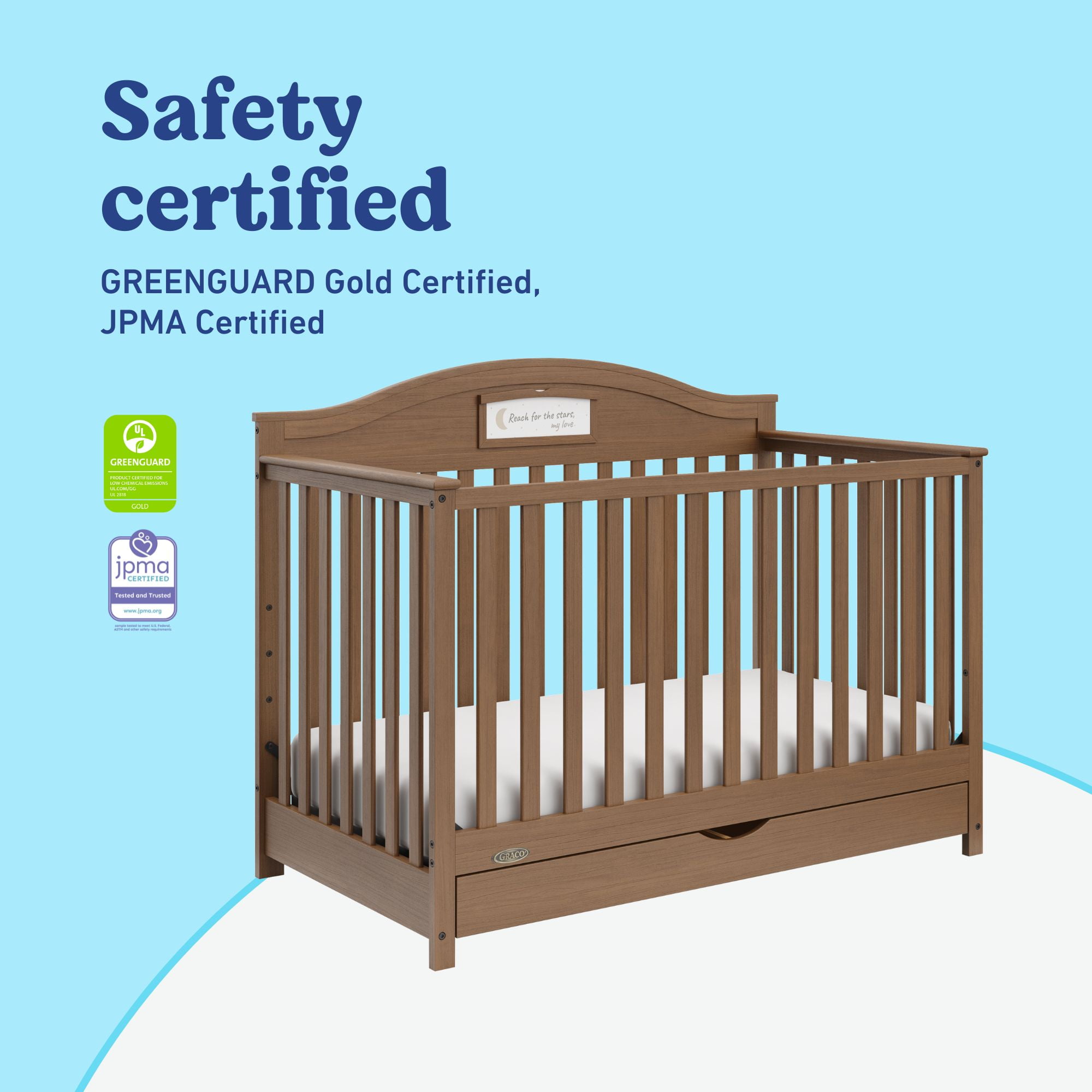 Graco Story 5-in-1 Convertible Baby Crib, Hazelnut