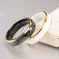 thumbnail image 2 of 6mm Black/White Ceramic Band Women's Engagement 18K Gold Plating Ring Size 6-10, 2 of 6