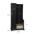 thumbnail image 3 of Tcbosik 3-in-1 Modern Hall Tree with Storage Bench and Cabinet, Multifunctional Coat Rack with Hanging Hooks for Bedroom Living Room Hallway Entryway, Black, 3 of 10