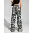 thumbnail image 2 of Mengpipi Women’s Leopard Print Wide Leg Pants High Waist Drawstring Palazzo Trousers with Slant Pockets S-2XL, 2 of 7