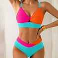 thumbnail image 4 of Yuanlook Women Bikini Sets Deep V Neck Two Piece Swimsuits Bathing Swim Suits Summer Modest Swimwear - Light Blue - XXL, 4 of 6