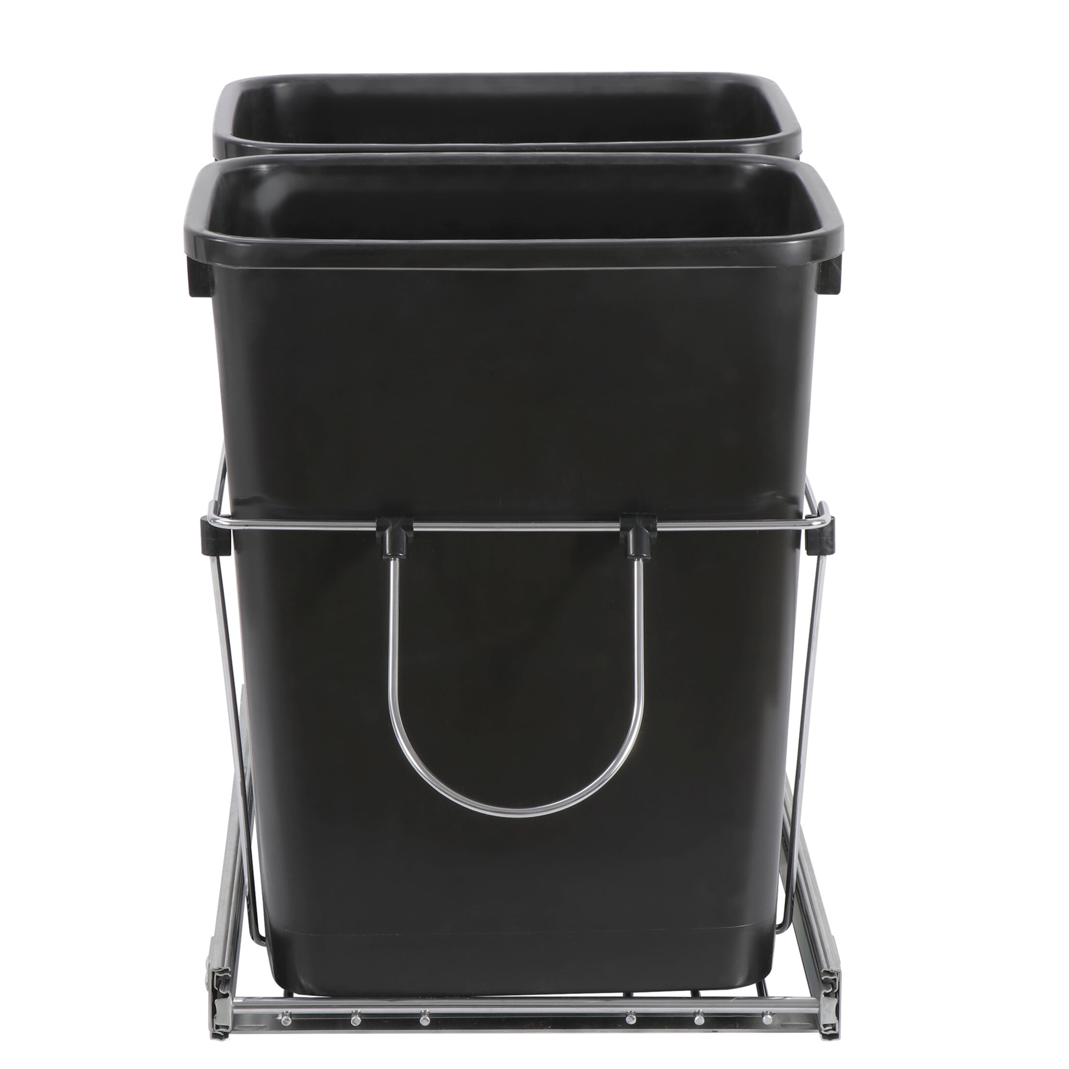 ZENSTYLE Durable 2 Pack Pull Out Trash Garbage Can 35 Quart Sliding Kitchen Waste Container Saving Space Indoor
