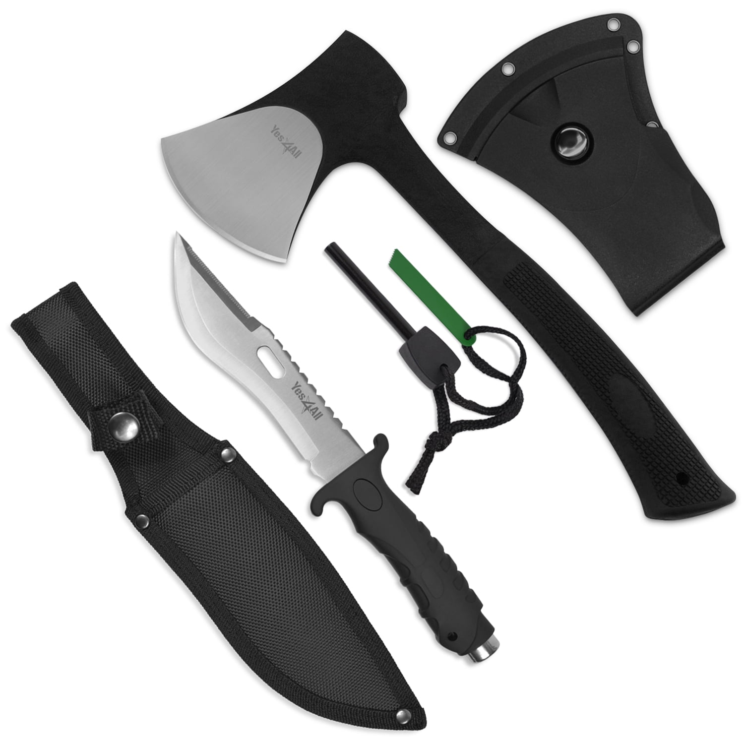 Yes4All Camping Axe and Knife Kit with Sheath & Fire Starter (H105