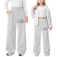 thumbnail image 2 of ibiyuan Girls Wide Leg Sweatpants Size 12-14 Straight-Fit Girls Joggers Size 6 Wide Leg Girls Cargo Pants Wide Leg Full Length High Waisted Long Trousers Retro Sports Outdoor Back To School, 2 of 7