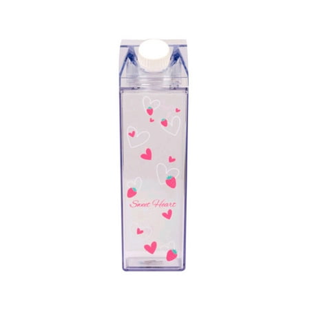 

Plastic Clear Milk Carton Water Bottle Fashion Transparent Milk Box Juice Water Cup Gifts for Girls D
