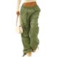 thumbnail image 1 of Pantalones de chándal de pierna ancha para mujer Pantalones holgados de cintura alta de calle con múltiples bolsillos Nituyy Color verde, café. Pantalones de chándal informales para mujer., 1 of 5