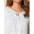 thumbnail image 5 of DARING DIVA Tie V Neck Boho Ruffled 3/4 Sleeve Blouses XS White Blue, 5 of 7