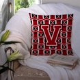 thumbnail image 3 of Letter V Football Red, Black and White Fabric Decorative Pillow, 3 of 4