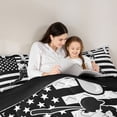 thumbnail image 4 of Erosebridal Teens Baseball Gamer Ice Cream Drip Full Size Comforter Sets 3 Pieces,USA Flag Waffle Bedding Sets for Kids Boys Girls,Black Reversible,Lightweight Room Decor, 4 of 6