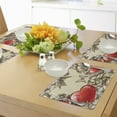 thumbnail image 4 of Ambesonne Love Place Mats Set of 4, Flowers and Butterfly, Standard Size, Beige Brown Red, 4 of 6