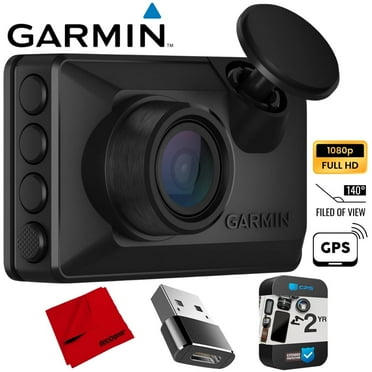 Garmin Dash Cam X110 Compact 1080p HD with 140-degree Field of View Bundle with 2 Year Extended Warranty, Deco Gear Microfiber Cleaning Cloth & Converter Adapter Type C Adapter
