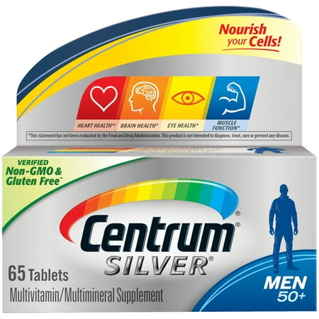 Centrum Silver Multivitamin for Men 50 Plus and Mineral Supplement Tablets, 65 Ct