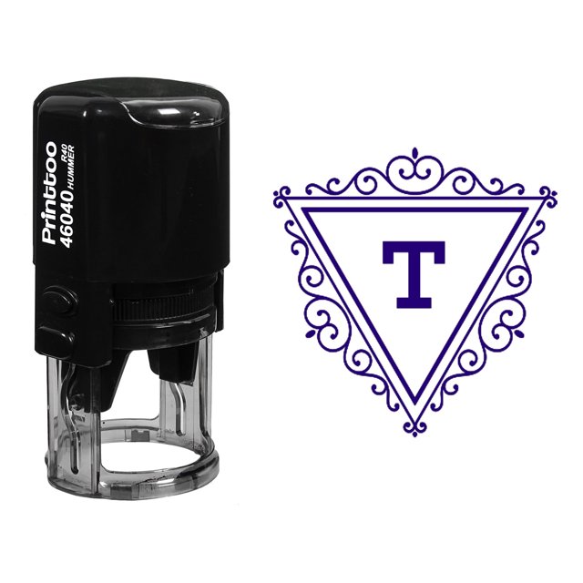 Printtoo Bureau Papeterie Auto Encrage Trinagle Tourbillon Bordure T Alphabet Monogramme Initiale R-40 Tampon en Caoutchouc