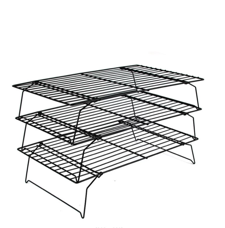3 Tier Cooling Rack, Casewin Stackable Baking Rack Shelf, Kitchen Cookie  Cooling Baking Supplies（Black） 