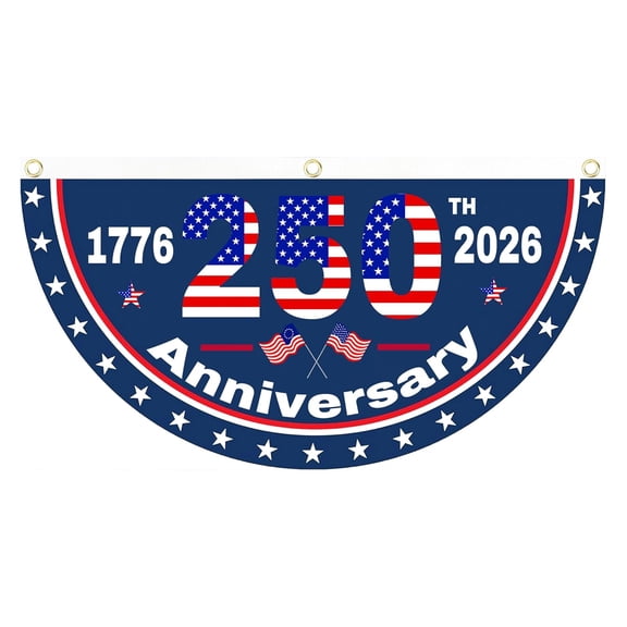 250Th Anniversary American Flag Fan Decorations for Wall Front Porch Decorations Outdoor 18X36 in 1 Pc Fourth of July Backyard Decor