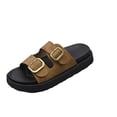thumbnail image 2 of Womens Flat Sandals Cork Footbed Slides 2 Straps Adjustable Buckle Slip On Summer with Comfort Shoes, 2 of 7